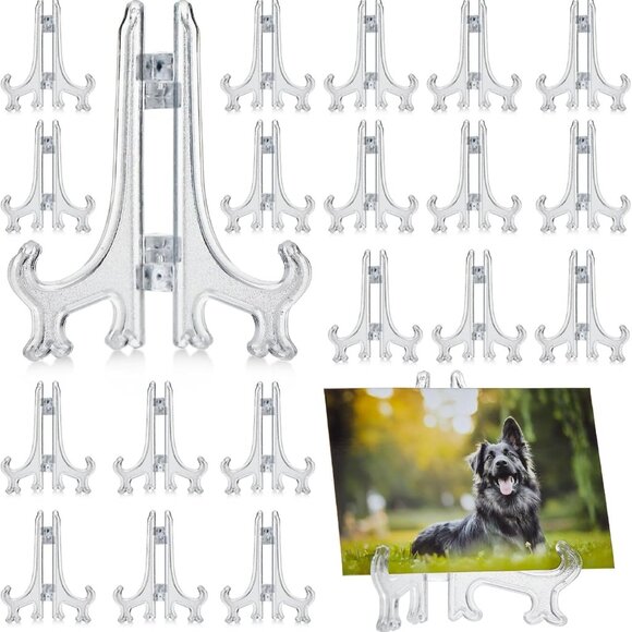 Mini Acrylic Easel Stands - 24-Pack, 3-Inch Clear Plastic - Display Stands for C - Picture 1 of 9